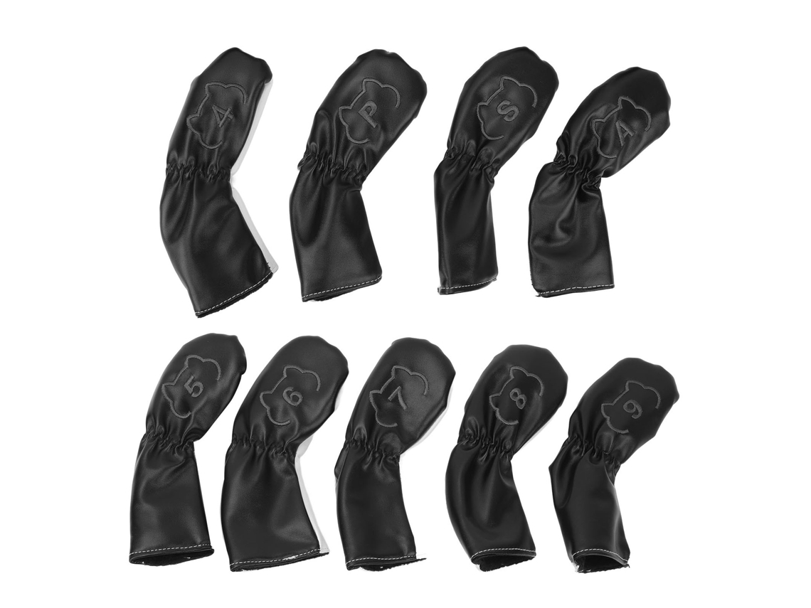Capas Para Cabeça De Taco De Golfe 9pcs Pu Impermeável Embroideado Protetor Preto E Branco