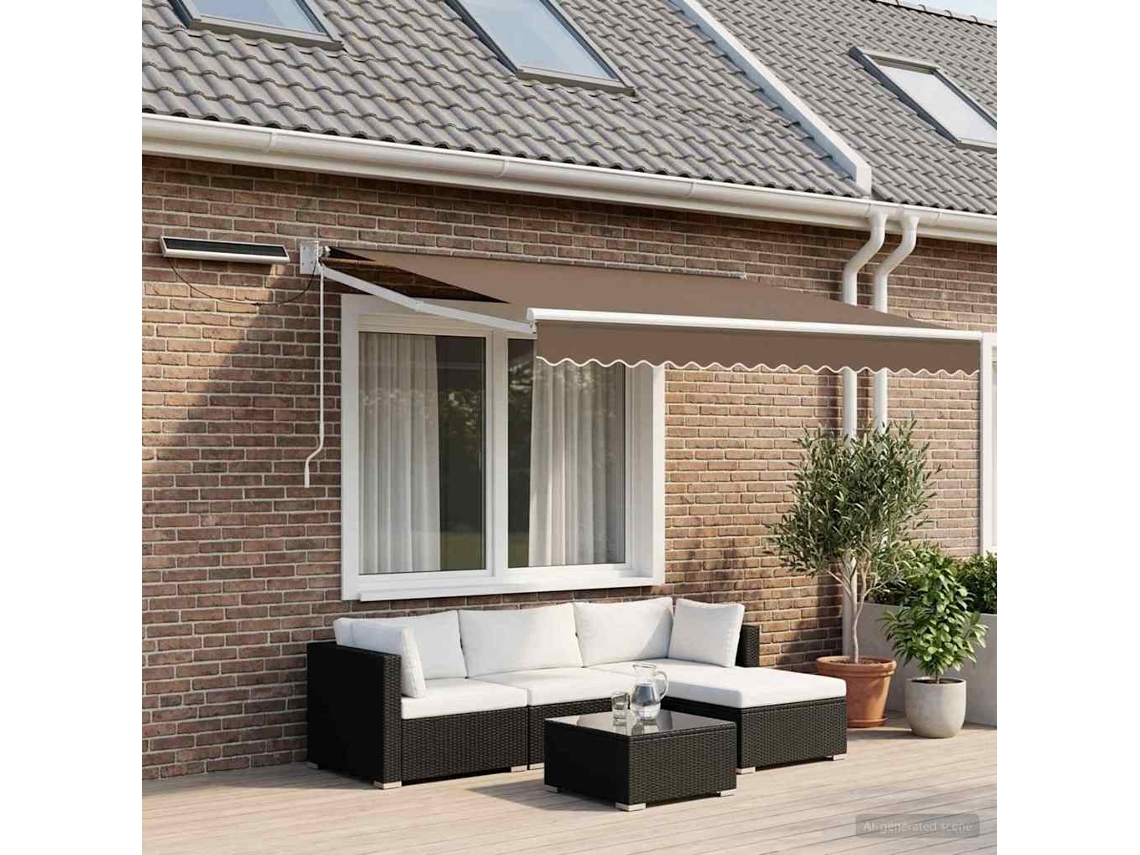 Vidaxl Toldo Retrátil Elétrico Cinzento-acastanhado