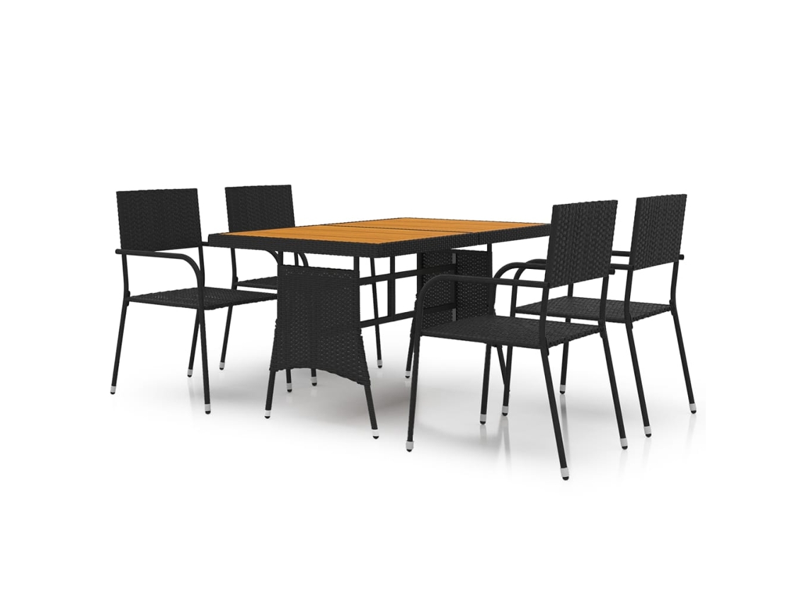 Maison Exclusive - 5 Pcs Conjunto De Jantar P/ Exterior Vime Pe Preto