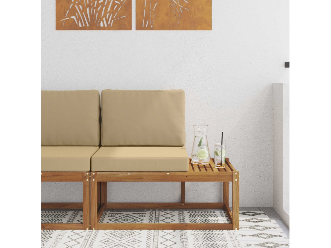 Vidaxl Sofá De Canto Externo Com Almofada Natural 91 X 63 X 73 Cm