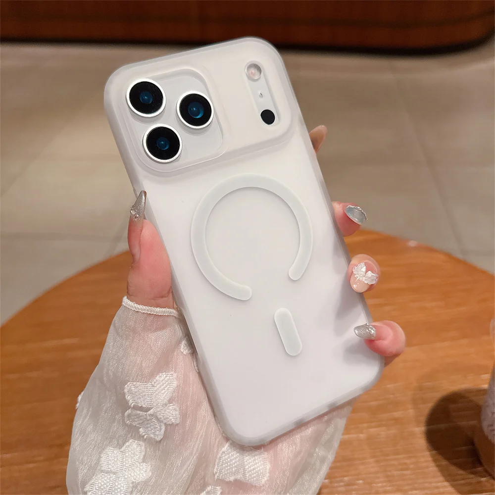 Capa Para Iphone Air, Branca, Fosca E Transparente, Com Carregamento Sem Fio Magsafe.