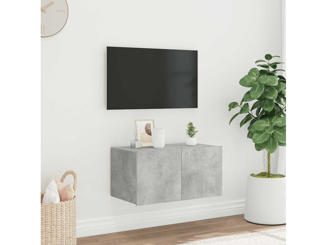 Vidaxl Móvel De Parede P/ Tv C/ Luzes Led 60x35x31 Cm Cinza Cimento