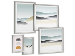 Composição De Quadros Na Parede Paisagens Cítricas Pintadas Moldura Prateada Imagens Para Um Quarto Infantil Espelharte (conjunto De 5 Imagens)