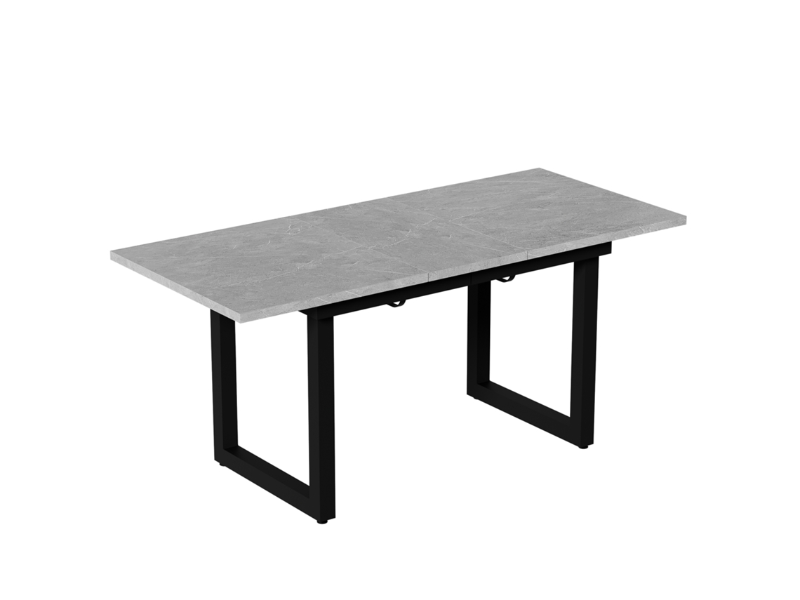 Mesa De Jantar Expandível 140/180cm,design Retangular Estilo Industrial,mesa De Café Moderna Em Ferro Com Acabamento Em Mdf E Concreto