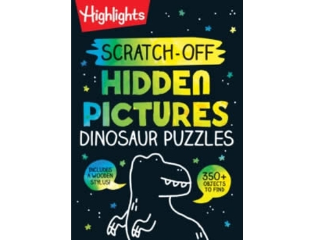 Livro Scratch-Off Hidden Pictures Dinosaur Puzzles de Highlights (Inglês)