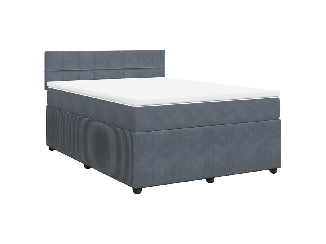 Cama com Molas e Colchão Veludo Cinzento Escuro MAISON EXCLUSIVE (160x200 cm)