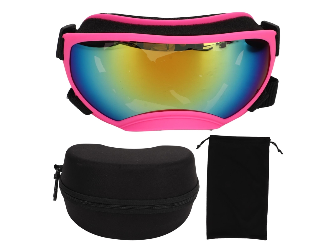 Óculos para Cães com Armação Rosa, À Prova de Uv, À Prova de Vento, Respirável, com Alça Ajustável, Lentes Vermelhas para Áreas Externas BRILVIBERA