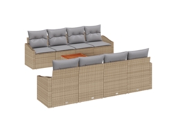 Conjunto 9 Conjunto De Sofá De Jardim Vidaxl Bege Vime Pe (55 X 55 X 37 Cm)