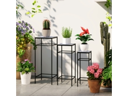 Conjunto De 3 Suportes Para Plantas De 71cm,prateleira Para Vasos Em Metal Com 3 Tamanhos,estante Para Flores Interior/exterior,pé Para Vasos Em A