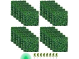 Grama Artificial Verde de 24 Peças 61 X 40,6 Cm, Painel Buxo Hera Alta Densidade Contra Uv e 100% Pe, Plantas Artificiais Decorativas para Parede