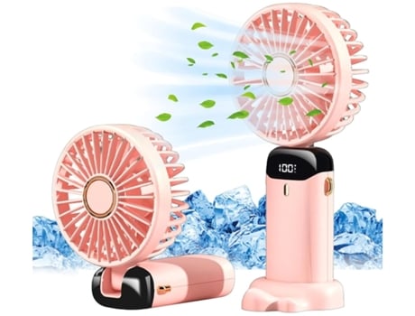 Ventilador De Mão, Ventilador Portátil Recarregável Usb Com 5 Velocidades, Ventilador Dobrável Alimentado Por Bateria Com Display Slowmoose Mdug