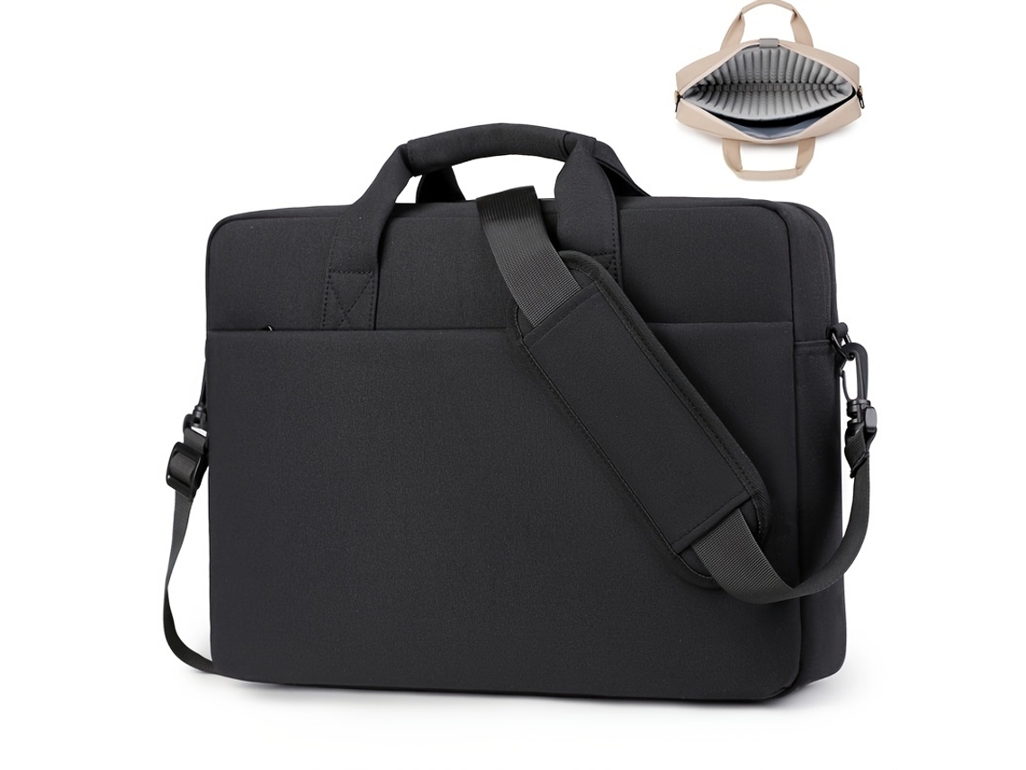 Bolsa Para Computador Portátil 15.6 Polegadas Impermeável Com Interior Macio E Bolso Auxiliar Preto, Com Transporte Confortável Elysve