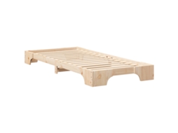 Conjunto 1 Estrutura Da Cama Vidaxl Castanho Madeira De Pinho Maciça (90 X 210 Cm)