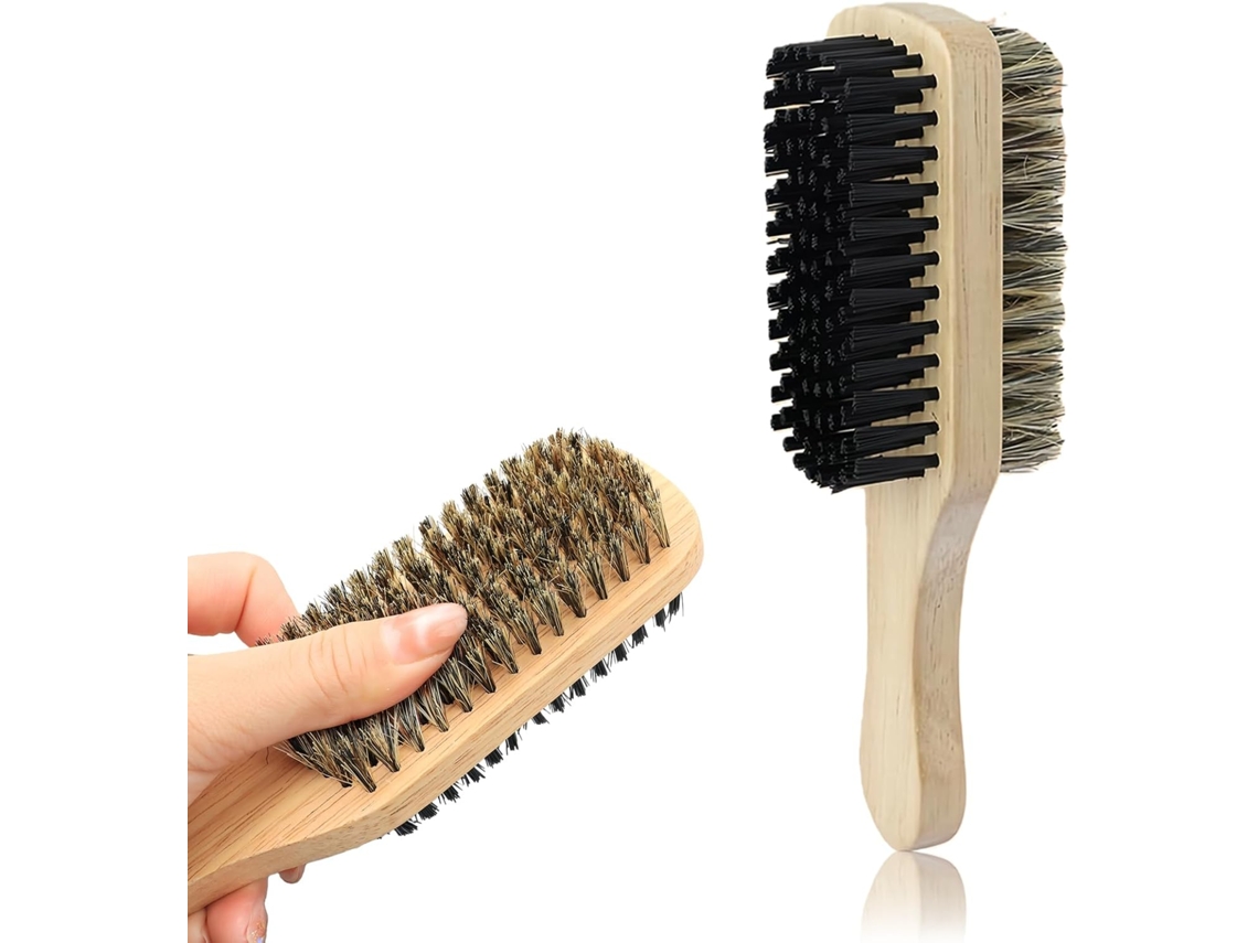 Escova De Cabelo 2em 1com Cerdas Javali Dupla Face E Cabo Madeira, Ideal Para Cabelos Finos Ou Grossos Escova De Cabelo