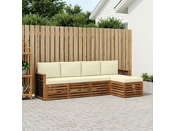 Vidaxl Conjunto De Sofás Para Exterior 5 Unid. Natural E Creme