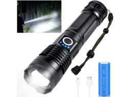 Lanterna Led Recargável De 10000 Lumens Super Brilhante Com 5 Modos E Foco Ajustável, Impermeável Ipx5 Para Uso Exterior E Emergências