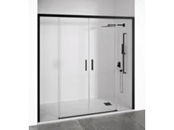 Porta Chuveiro De Correr Frontal 2 Flohas Deslizantes 2 Fixos Vidro Anticalcário 6mm Preto Fosco Largura 190 A 195cm Altura 195cm Bellobath
