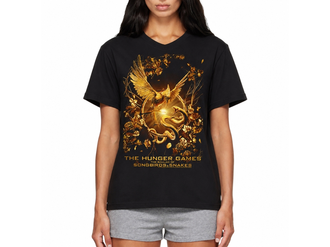 Rockinstone Hunger Games Movie Songbird Snakes Poster Black Adult T-shirt Size:xl