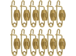 50 alfinetes de segurança dourados, formato P, resistentes à ferrugem, para trabalhos manuais, versáteis e detalhados.