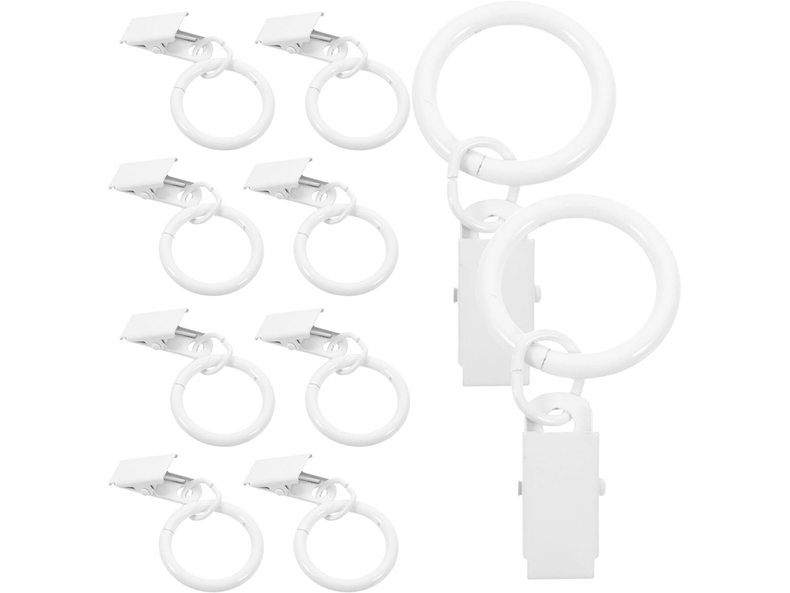 Conjunto De 10 Prendedores De Cortina Com Argolas De Ferro Brancas Conjunto De 10 Prendedores De Cortina Com Argolas De Ferro Brancas,