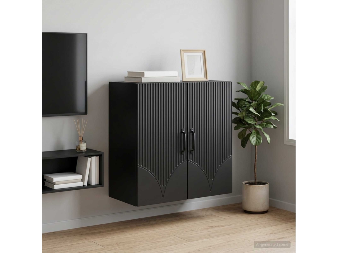 Vidaxl Armário De Parede 59 X 31 X 60 Cm Derivados De Madeira Preto
