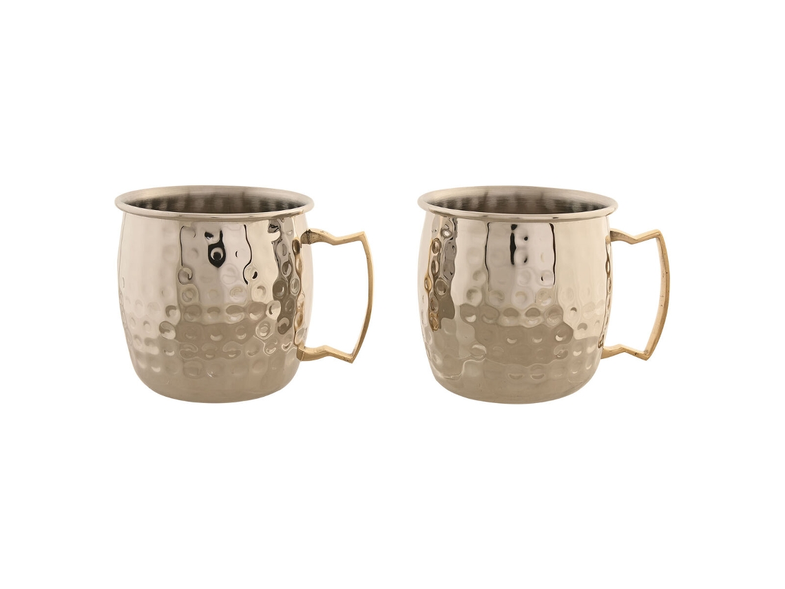 Conjunto De 2 Canecas Home Esprit Dourado Prateado Loft 480 Ml (2 Unidades)