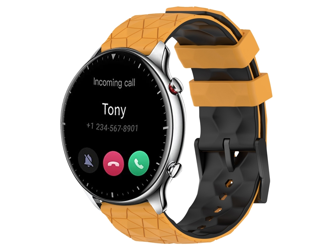 Bracelete de Smartwatch para Amazfit GTR 2 22mm Textura de futebol Pulseira de silicone de duas cores (amarelo + preto)