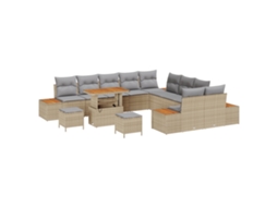 Conjunto 13 Sofá De Jardim Vidaxl Bege Vime Pe (90 X 55 X 71 Cm)
