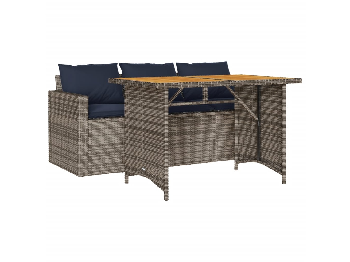 Maison Exclusive - 2 Pcs Conjunto De Jantar P/ Jardim C/ Almofadões Vime Pe Cinza