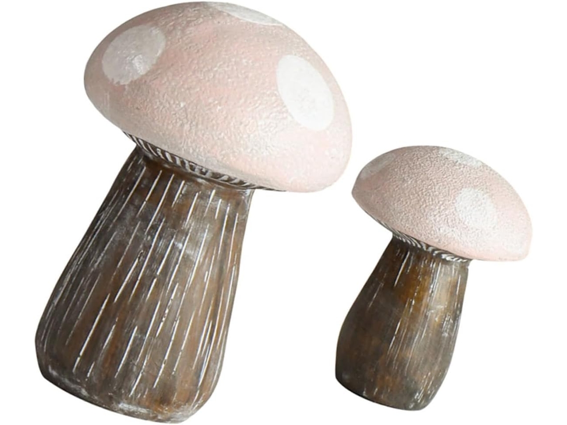 Kit de 2 Estatuetas de Cogumelos em Resina para Decoração de Jardim, Tamanho Generoso, Pequenas Es Às Intempéries, CHABERLU