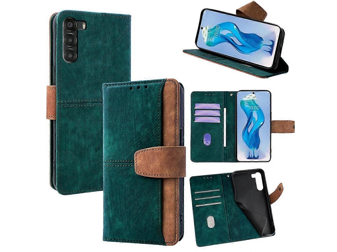 Capa De Celular De Couro Com Toque De Pele E Costura Colorida Com Bloqueio Rfid Para Zte Nubia S 5g