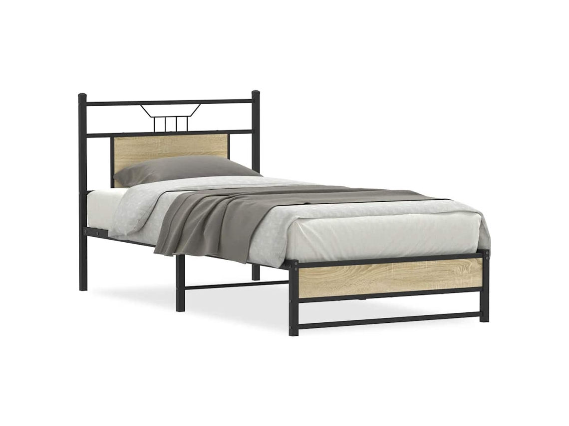 Vidaxl Estrutura Cama S/ Colchão Derivados De Madeira Carvalho Sonoma