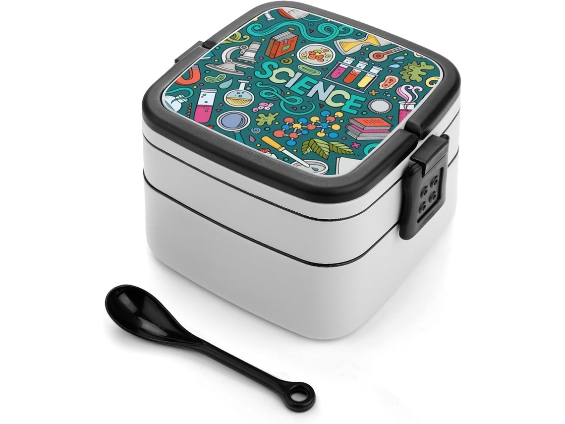 Marmita Bento De Dois Andares Com Tema Desenho Animado, Empilhável, À Prova De Vazamentos, 1000ml, Com Colher