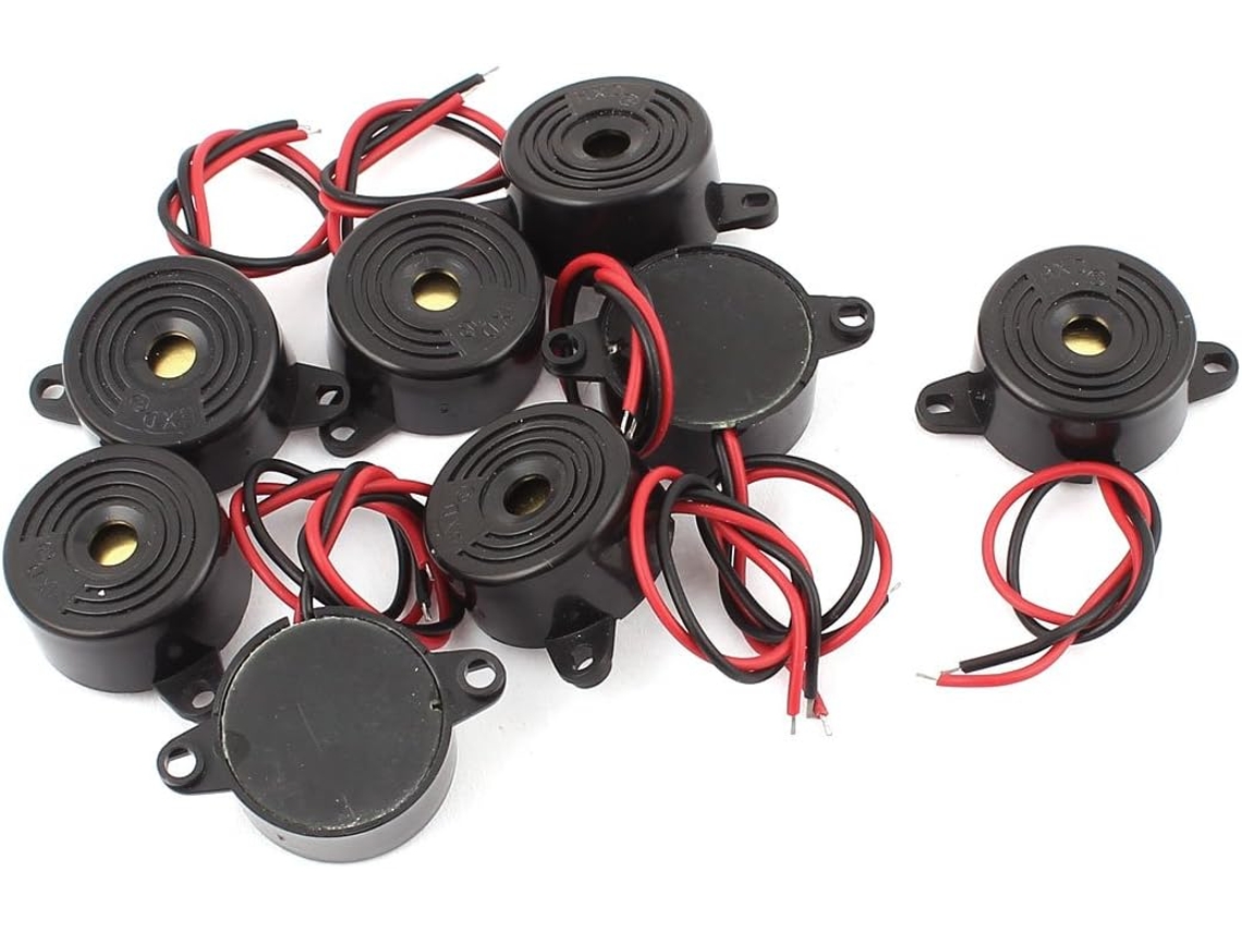 8 Peças Dc24v 2 Fios Miniatura Alarme Eletrônico Tom Contínuo Buzzer Preto CHABERLU