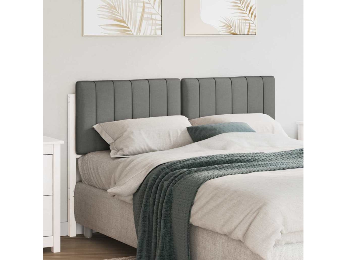 Vidaxl Cabeceira Estofada Com Cabeceira Branco E Cinza Claro 140 Cm