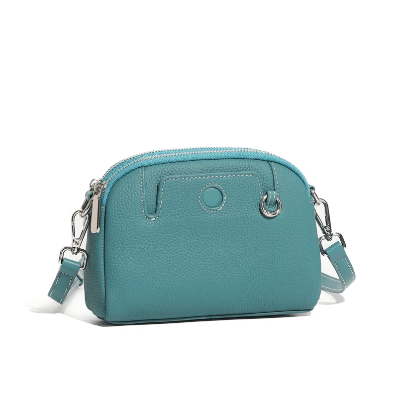 (3155-azul) Bolsa Feminina 100% Em Couro Genuíno, Carteira Pequena De Alta Qualidade, Bolsa Transversal Feminina Em Couro Bovino.