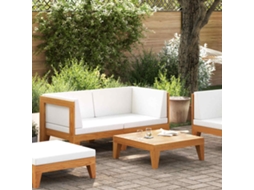 Vidaxl 2 Pcs Conjunto Lounge De Jardim C/ Almofadões Acácia Maciça