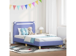 Vidaxl Estrutura De Cama Infantil Com Cabeceira Azul Jeans 90 X 200 Cm