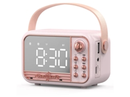 Coluna BT retro com despertador, alto volume, TF/USB/AUX, casa e exterior, bege/branco | S/MARCA