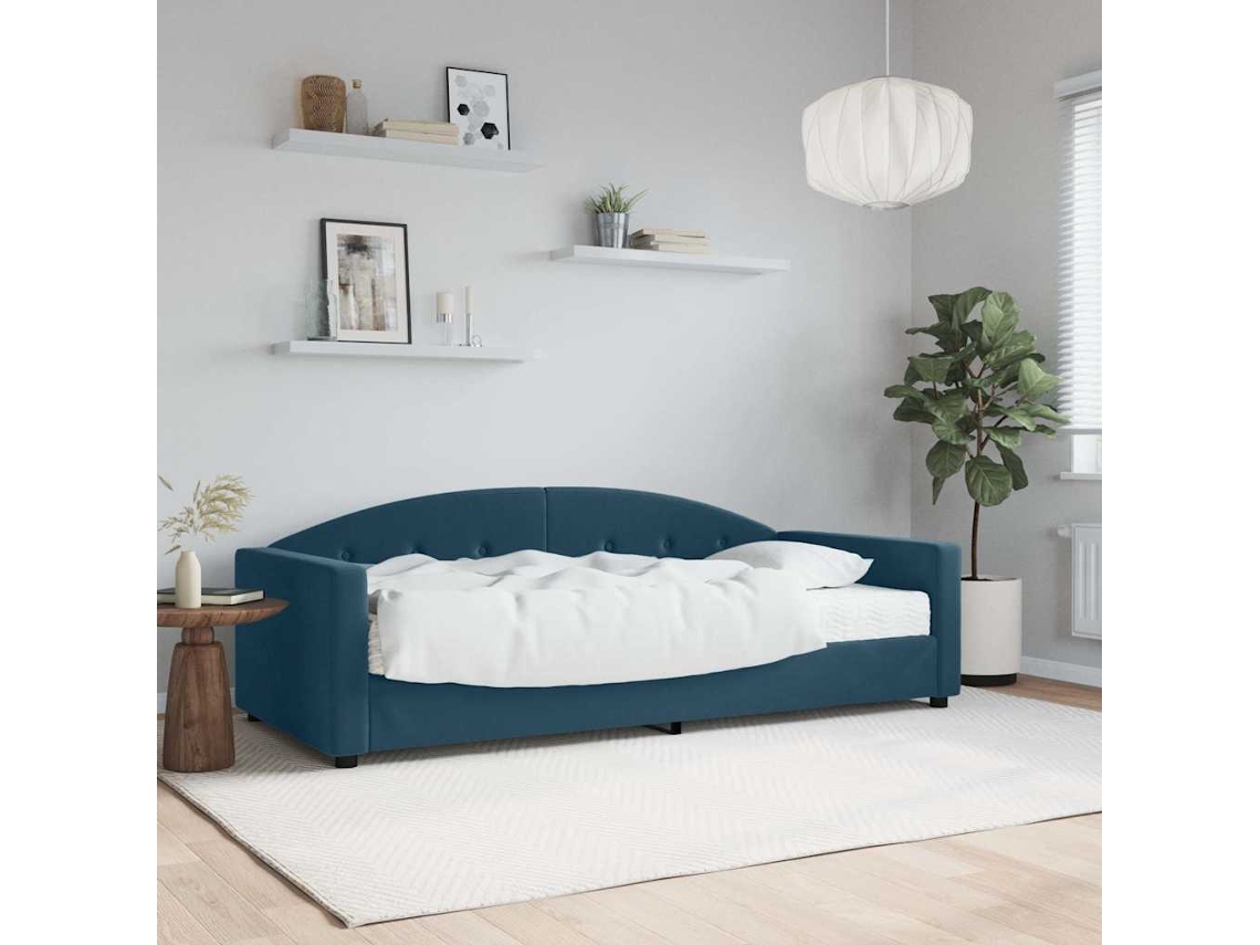 Vidaxl Sofá-cama Com Colchão 90x200 Cm Veludo Azul