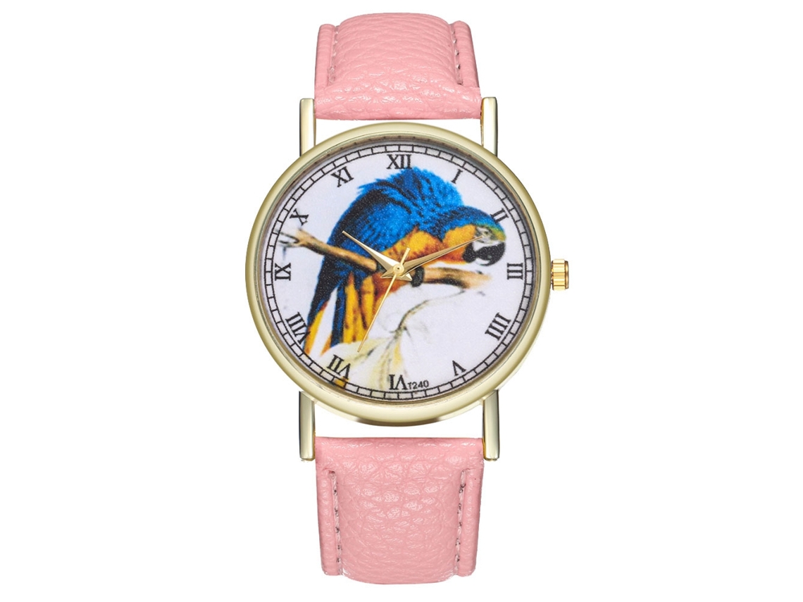 Relógio de casal de quartzo com pulseira de PU para homens e mulheres (rosa)