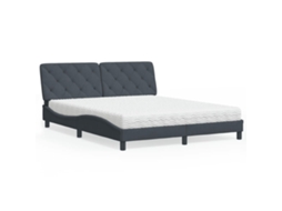 Vidaxl Cama com Colchão 160x200 Cm Veludo Cinzento escuro