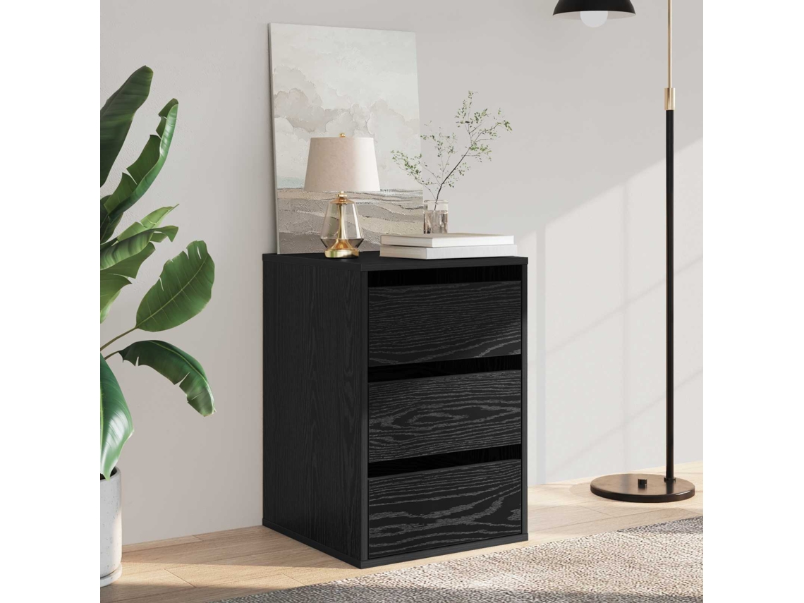 Vidaxl Gabinete De Gavetas Com Gaveta Carvalho Preto 41 X 40 X 58 Cm
