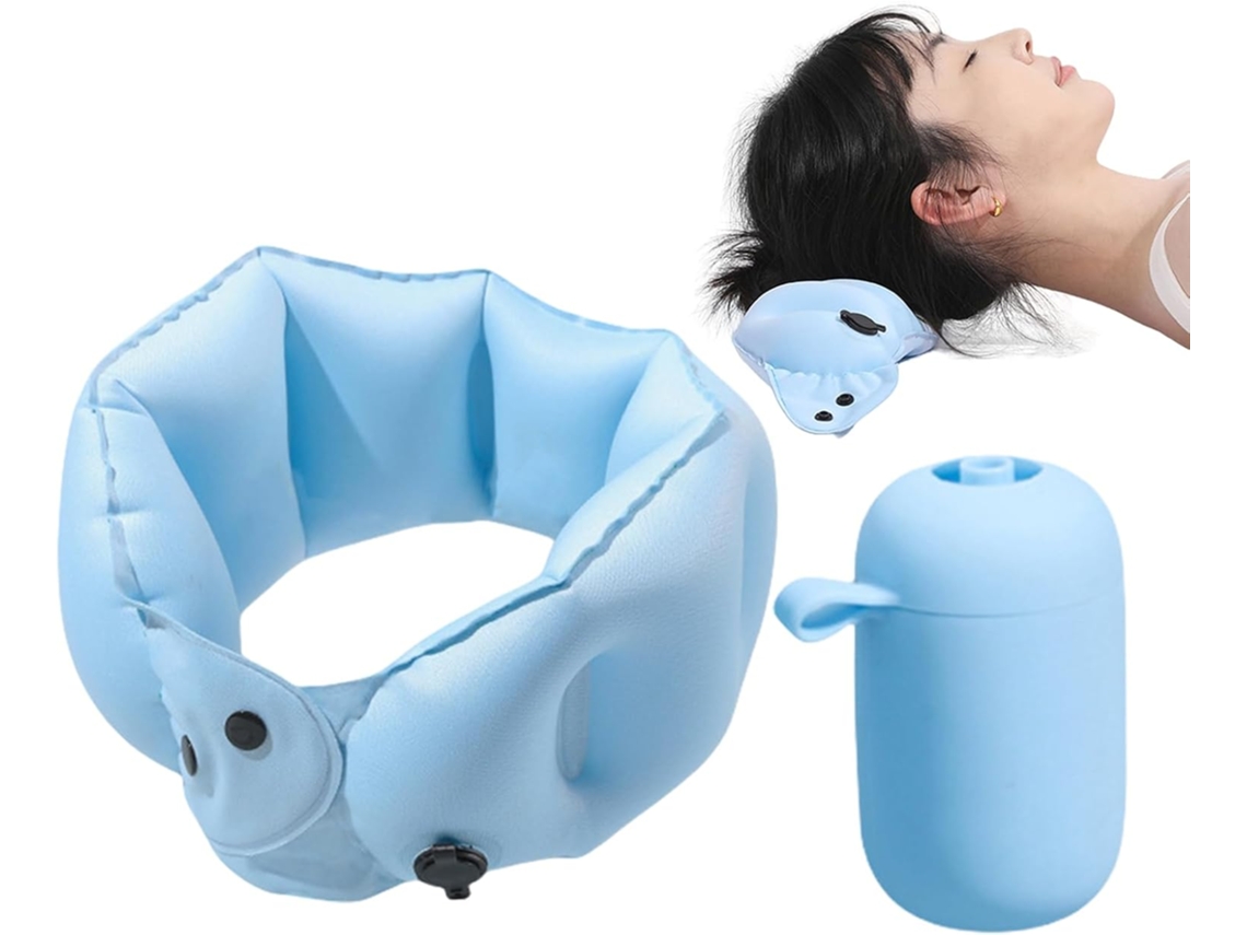 Travesseiro Inflável para o Pescoço, Compacto e Ideal Viagens Aéreas Suporte Ergonômico em Formato CHABERLU