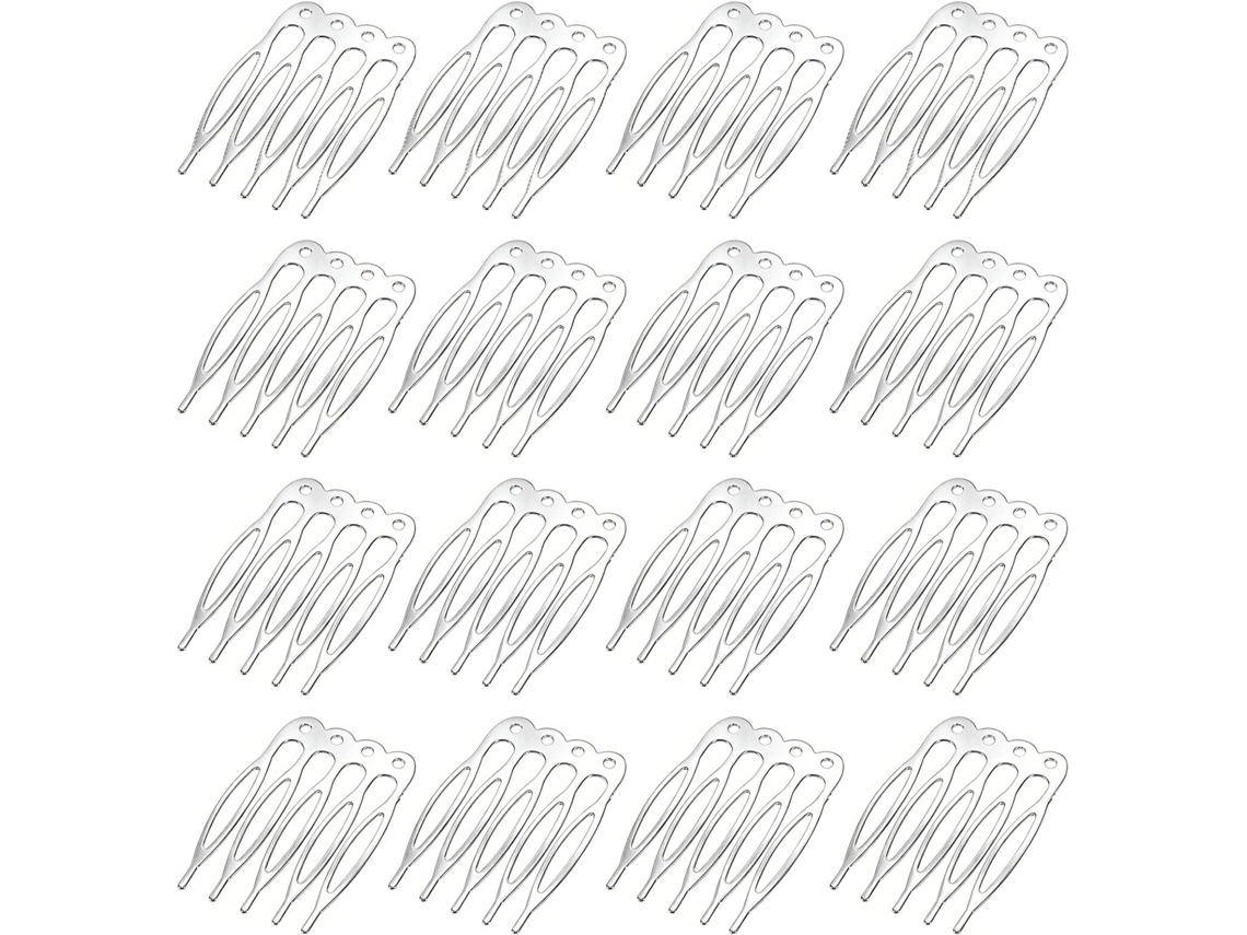 Canetas decorativas para fixar enfeites de casamento, Prated, conjunto de 50 unidades, 5 dentes.