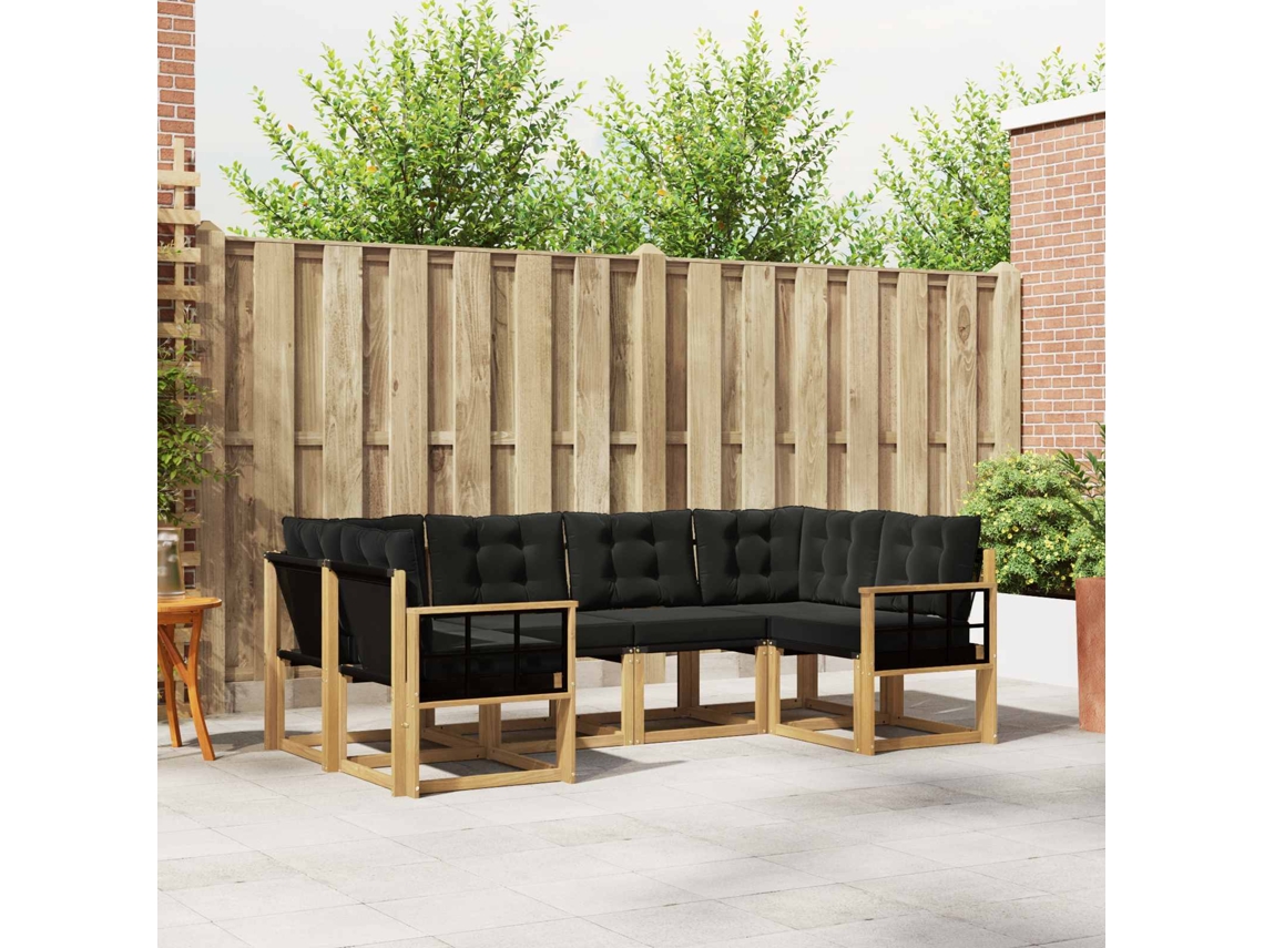 Vidaxl Conjunto De Sofás Para Exterior 6 Pcs Branco E Preto