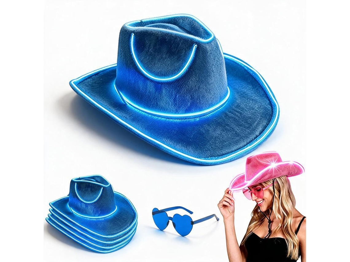 Chapéu De Cowboy Com Led, Conjunto - Para Uso Prático E Funcional
