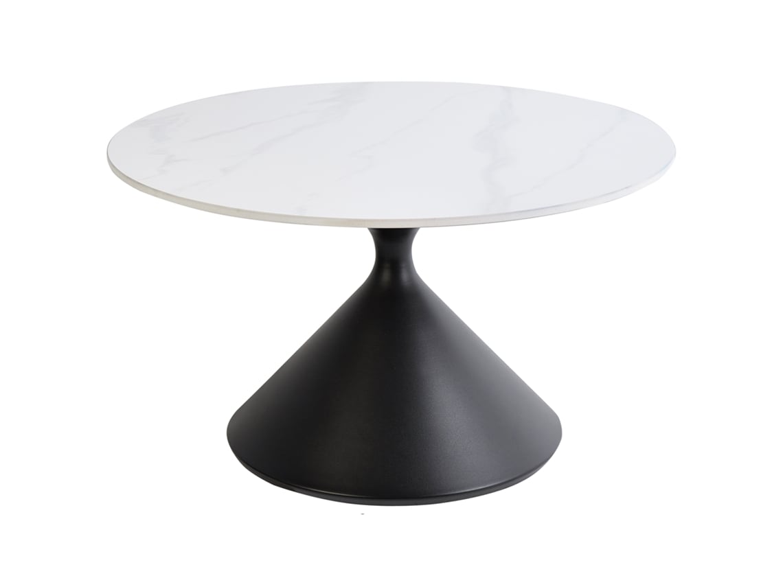 Mesa redonda estilo moderno Beliani Haiwee em pedra sinterizada preta 72x72x42