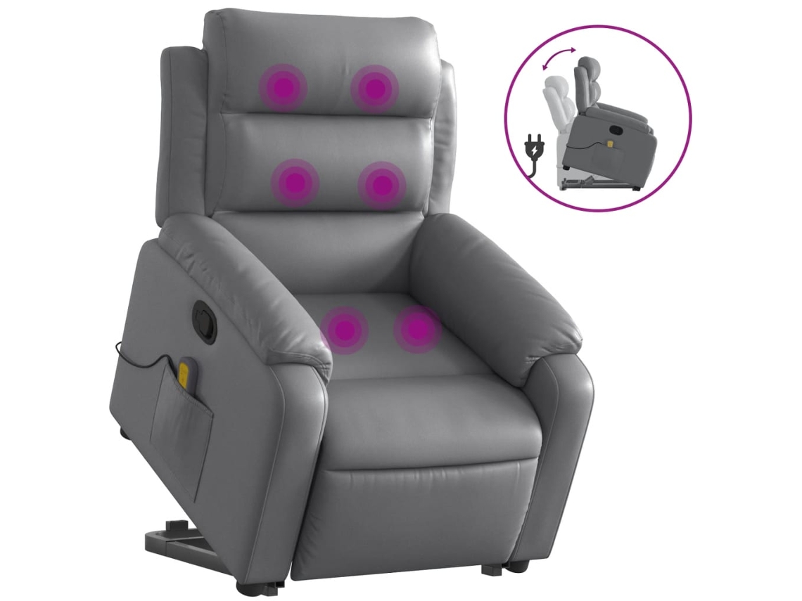 Stand Up Massage Recliner Chair, Stand Up Massage Recliner Chairs Vidaxl Cinzeto Couro Artificial
