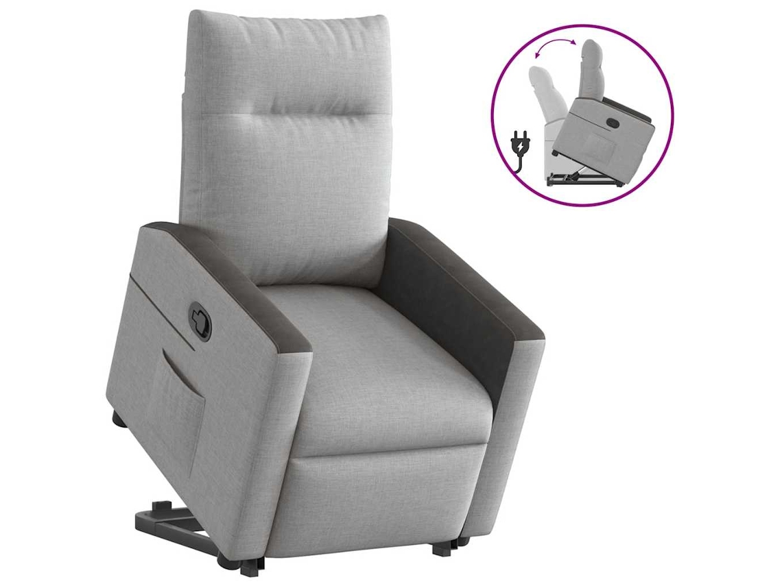 Vidaxl Poltrona Reclinável Elevatória Tecido Cinzento-nublado